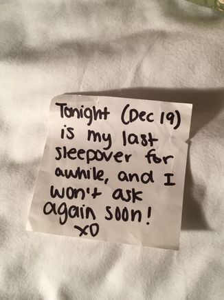 I recently found this old and funny note from my daughter. she is 25 now and still gets GROUCHY when she hasn’t had her beauty rest. Allison’s GDs car nap reminded me of this...