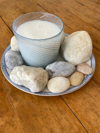 Rocks and a candle same friend gave me. 