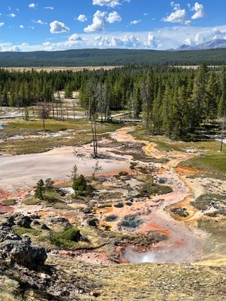 Looking down at Artist Paintpots from the upper viewpoint 