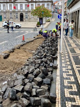 Paving repairs are not simple in a Unesco heritage designated city