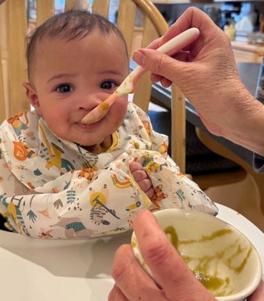 He has started eating solids 