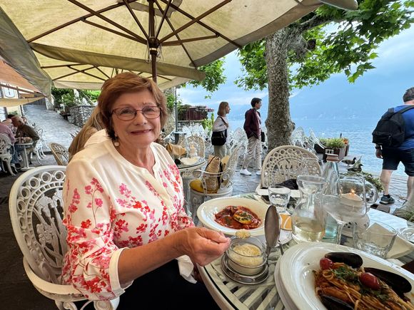 I want to include this photo of me at Bar Il Molo so you can see how close we are to the water.