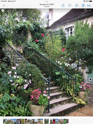 Stairs to art studio, inn in southern France