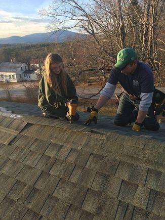 GD1 learning how to shingle roof. Also old photo.