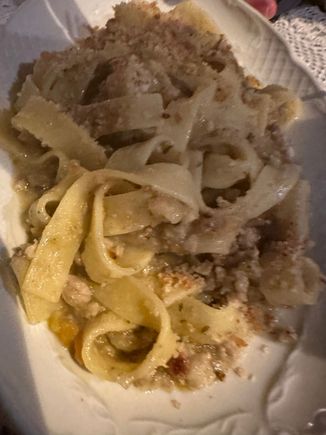 Over-the-top wonderful white veal ragu on pappardelle...I would consider this an essential item to order.....