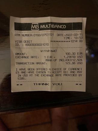 100 euros turns into 128 USD