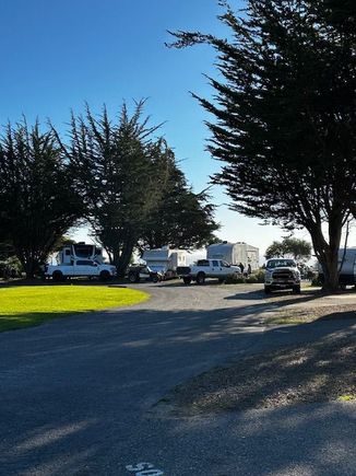 Our campsite includes bbq, table chairs and fire pit.  We also have a beautiful view of the ocean.