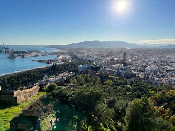 View of Malaga city and the harbor from Gibralfaro