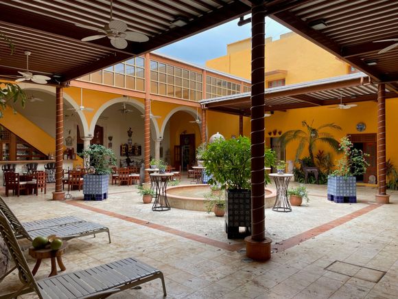The bedrooms are aligned around this courtyard