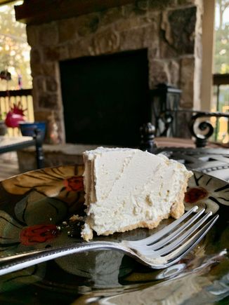 Just got back from our after dinner walk and it is time to enjoy a slice on the deck on this unusually moderate, gorgeous late afternoon/evening.