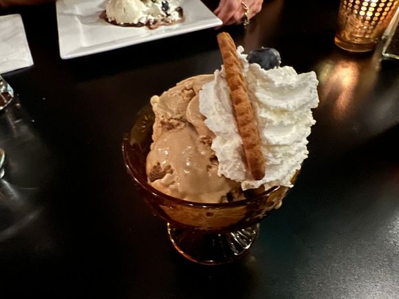 my brownie sundae was okay, at least they used real whip cream.