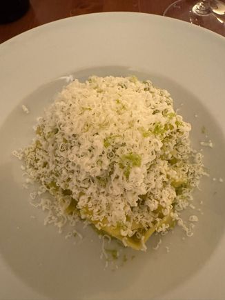 My very delicious and unique tagliatelle pasta with zucchini cream with salted riccota and lime