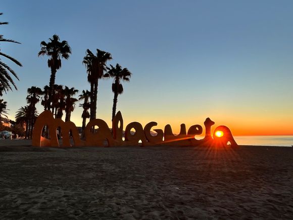 Sun coming through the "a" of Malagueta