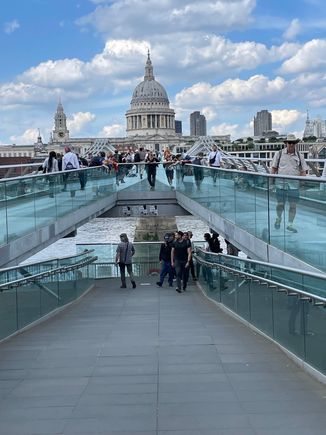 This is one of my favorite photos.  Looking back at the Millennium Bridge and St. Pauls in the background.