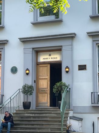 Door to Abbey Road.  Some of the last shots of the boys sitting on these steps....