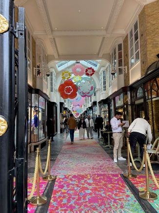 Entrance to Burlington Arcade.  Lot's of pretty expensive stuff in here.