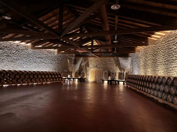 The vast room where premium wines are aged. 