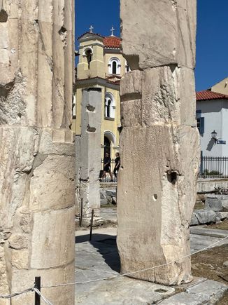 Contrasts! Roman Agora with view of church 