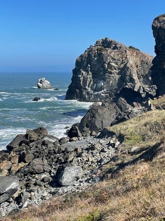 Here is a view of Wedding Rock.  Don't know the reason for the name but you can climb it.