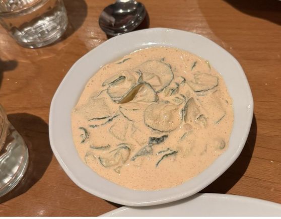 And one last cucumber salad with sour cream - with paprika added.