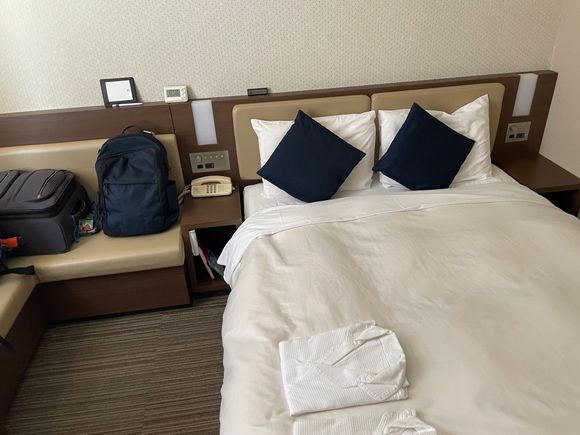 Here's our little room. quite different than the Hyatt at the start of this adventure.