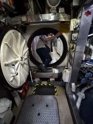 I have arthritis, and I was pretty sore after touring this submarine. Lots of narrow corridors and tight spaces. 