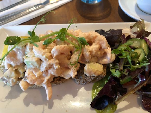 My lunch at Victoria's restaurant - prawn and avocado open sandwich