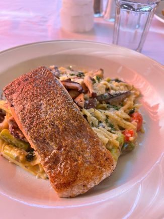 My forage mushroom pasta with extra local salmon