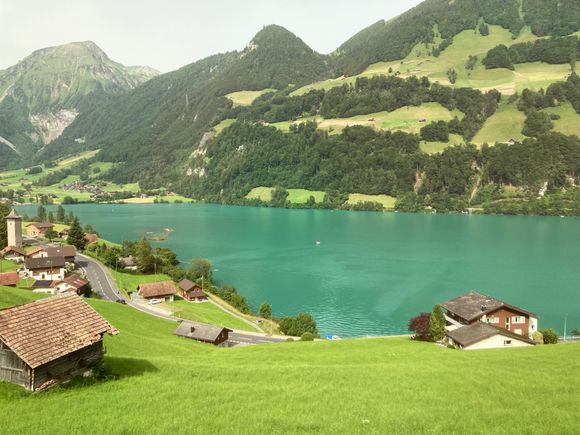 Beautiful Lake Lungern (color looks a bit odd due to the train window)