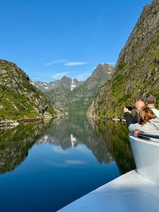 Trollfjord! In talking to a lady expedition leader who has been to this particular fjord 12 times, she said she has never had a sunny day. So lucky!