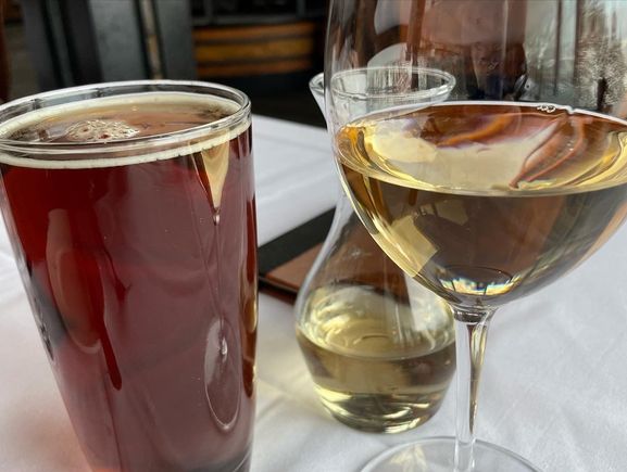 Seasonal ale and BC Pinot gris