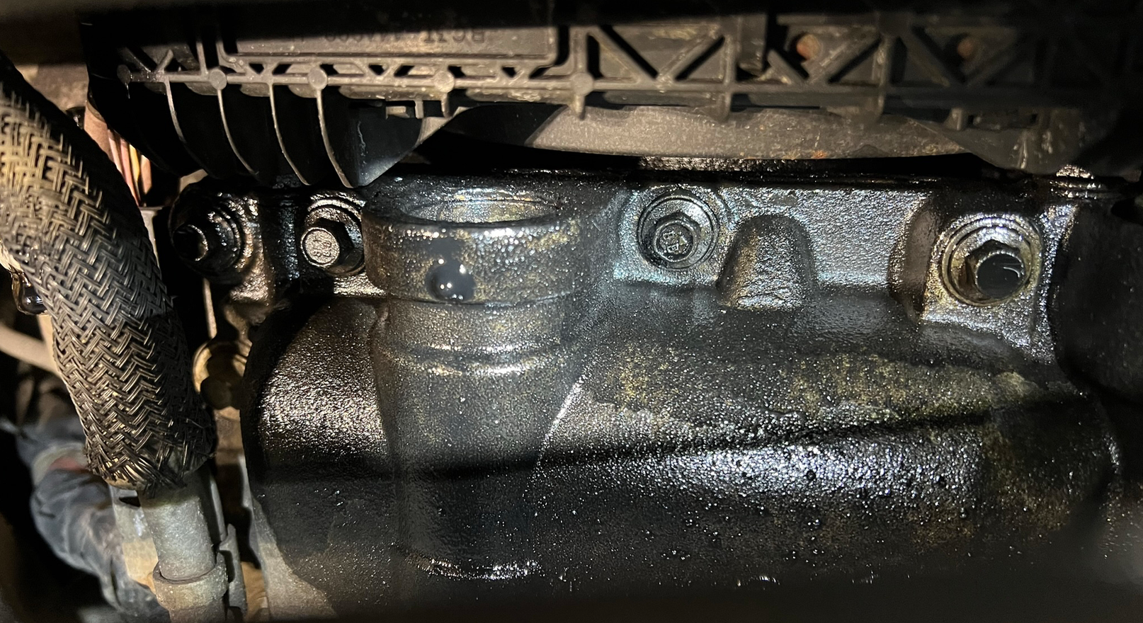 Front oil leak, upper pan? pics Ford Truck Enthusiasts Forums