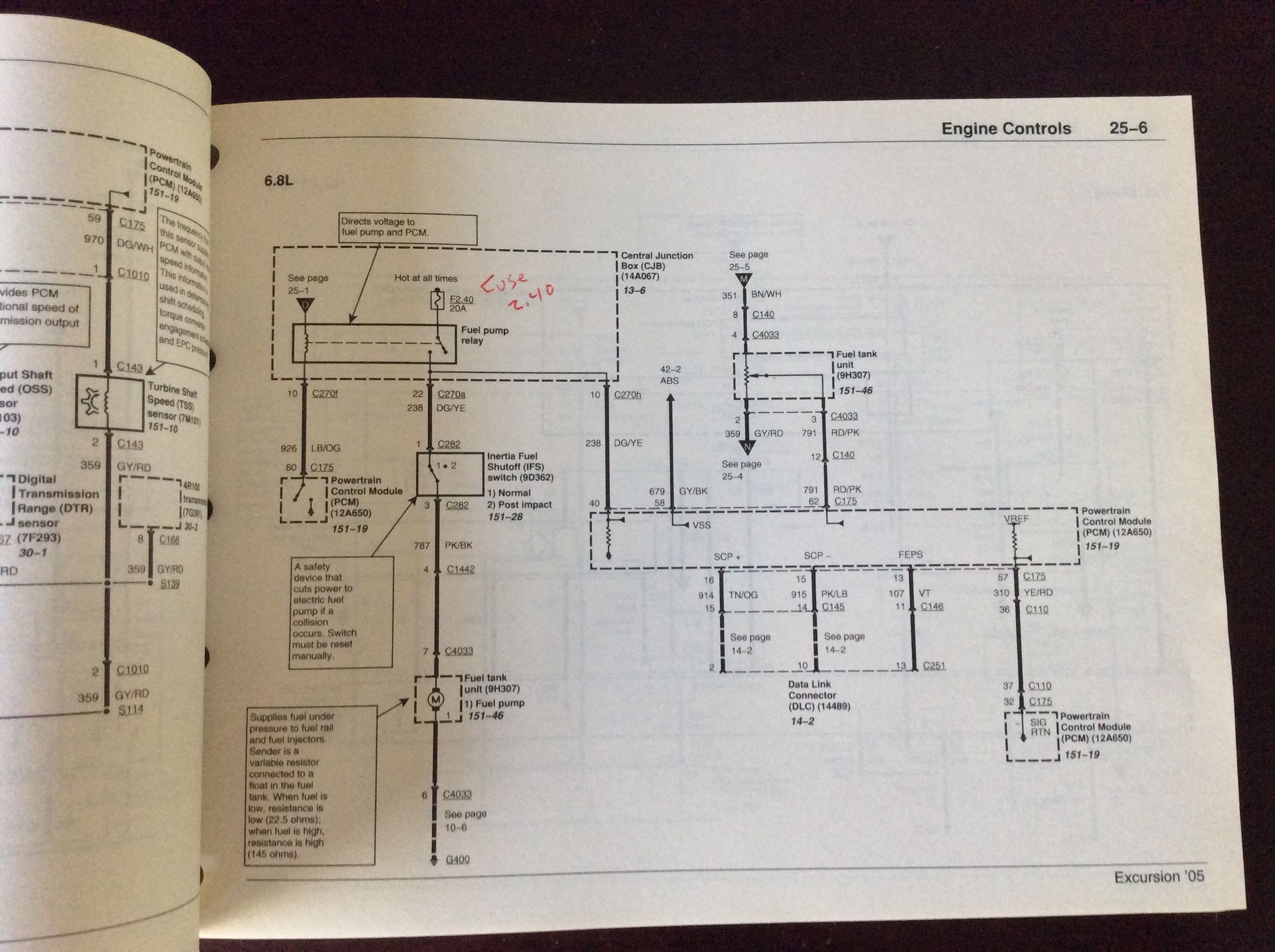 Where is the Fuel Pump Relay located? 2005 Excursion, V10 Page 2
