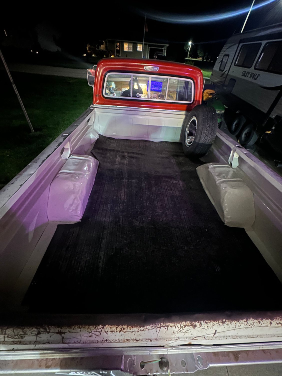 Bed mat in place. 