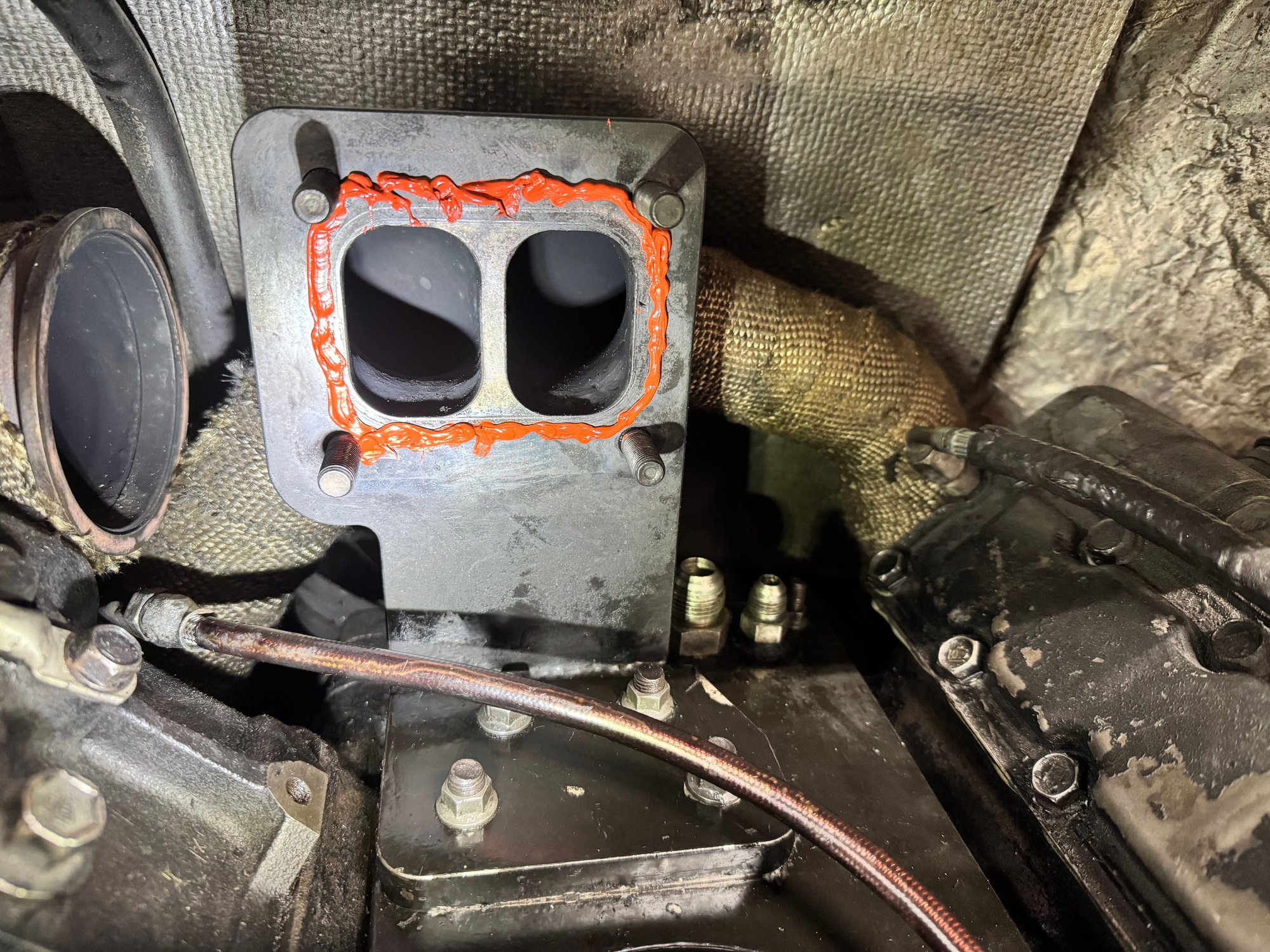 The high-temperature gasket maker worked so well in the race car, I decided to use it on the truck too.