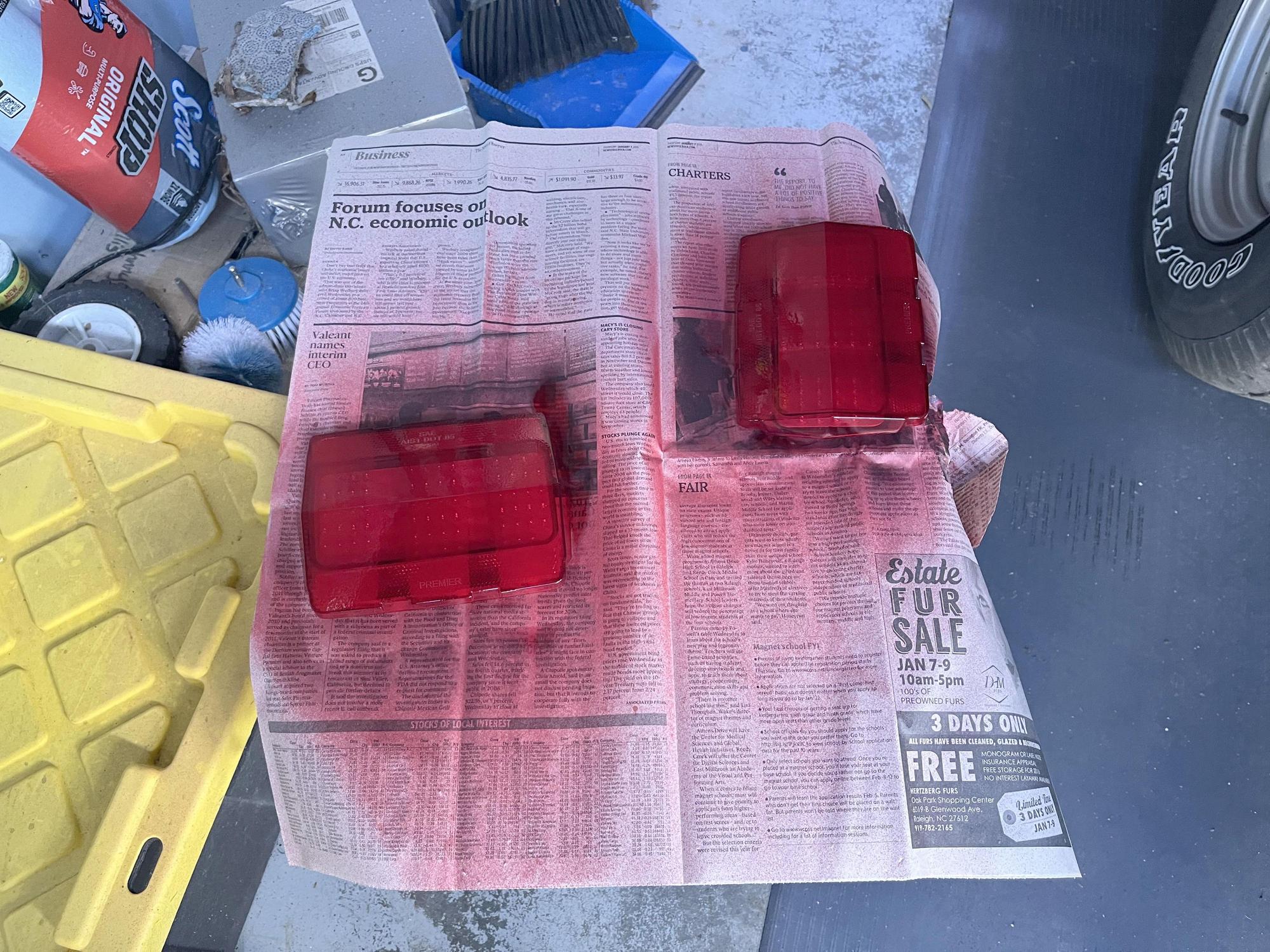 Two soft coats of red shade tint and they look pretty good.