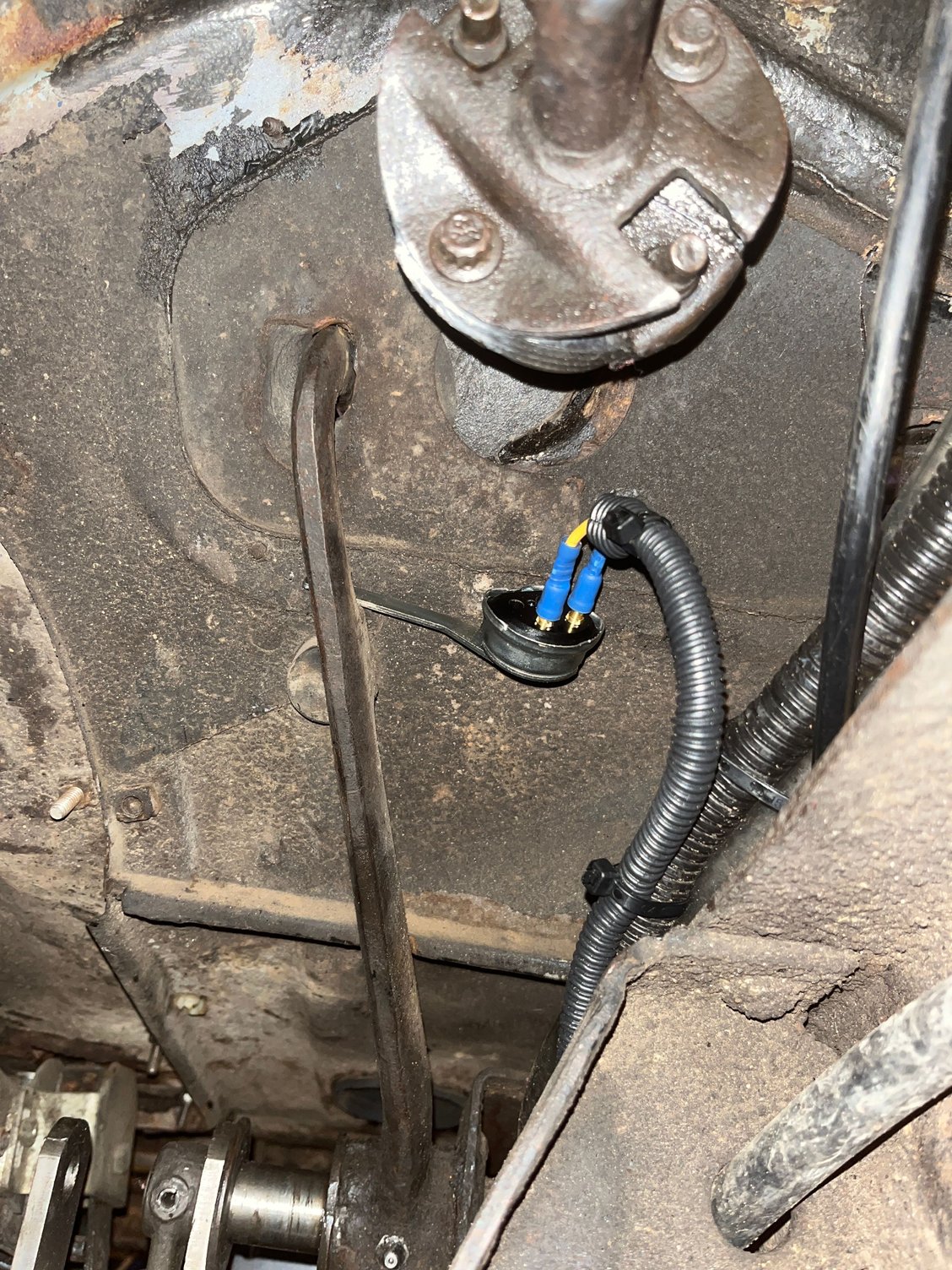 Switch under brake pedal arm with connectors
