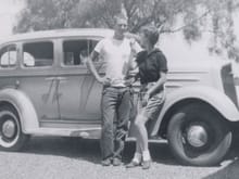 My first Hot Rod with a Buick V8 with 6 carbs and my current wife of 55 years.