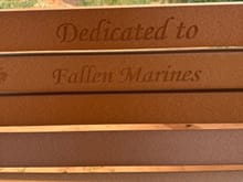 These benches are at the Armed Services Memorial. One for each branch of service. Marine Corps bench. 