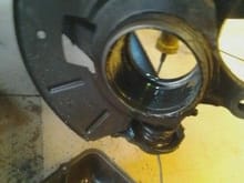 Picture with bearing removed.I use a 1 3/4 dia.x  2 inch pc to knock bearing out.
