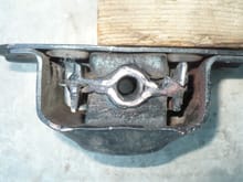 old motor mount - I made a serious mistake when fabricating the hard mounts - I didn't replace the old worn out motor mounts so I the engine wouldn't fit with new mounts.