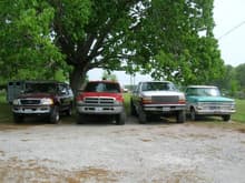 &quot;Redneck Row:&quot; 97 Expedition XLT 4WD (ZuperFortress), 94 Dodge Ram 2500 Cummins (Lady Red), mine (Candy...til I change it to something better), 68 F100 Ranger (DaisyTruck) in need of TLC