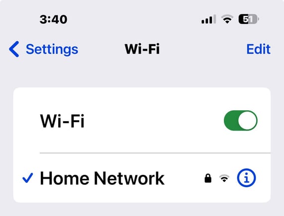 Connected to Home Network-No CarPlay