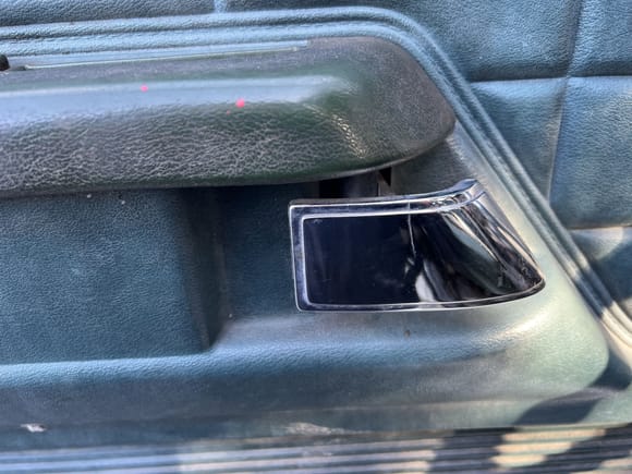 1973 Frod F600 driver's door inside latch handle, cracked halfway through.