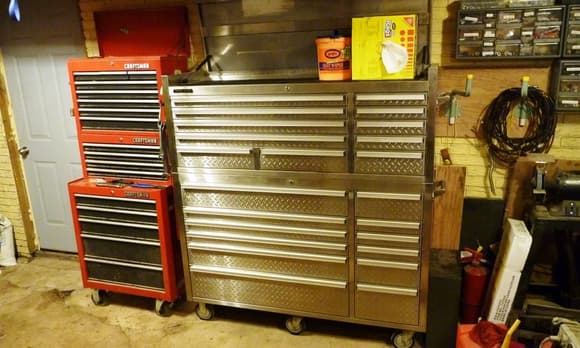 I got a new tool box! finally I have somewhere to put everything. All my friends joke about my old craftsman being the &quot;red dwarf&quot;... Well the joke is on them now because I have more tool storage than all of them! 

Not bad getting a 56in ball bering stainless box for $300!

Best part is that people can't come to barrow stuff w/out asking now that it's all locked up!