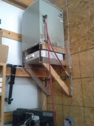 Here is the condenser and box fan set up.