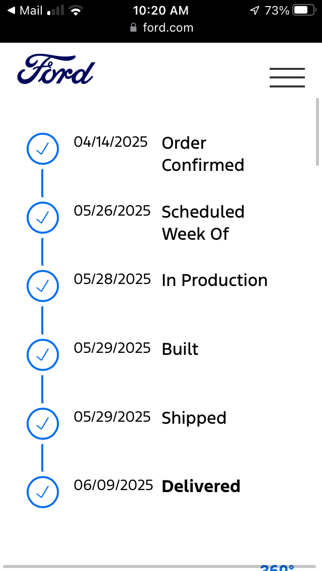 57 days, order to dealer. 