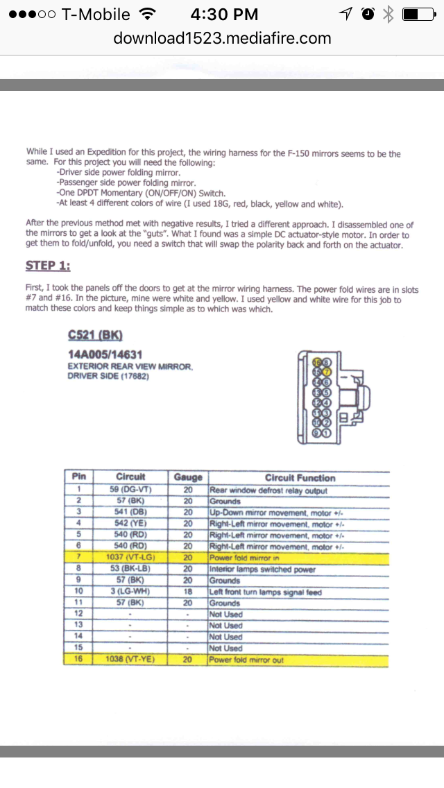2013 Ford Expedition power folding mirror upgrade Ford Truck
