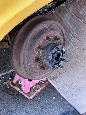 Rear drum with the axle removed