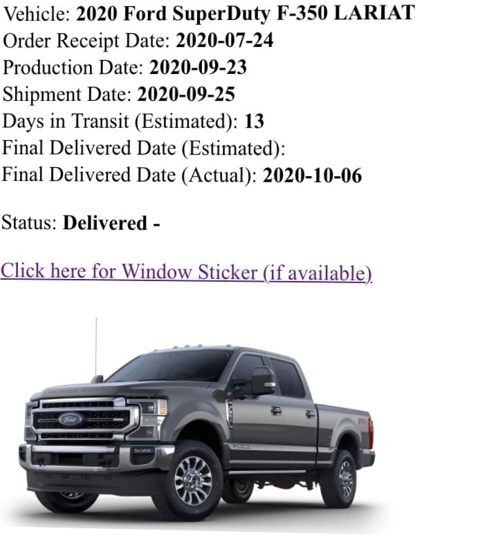 2020 Ford Super Duty Order Tracking. Please no off topic - Page 139